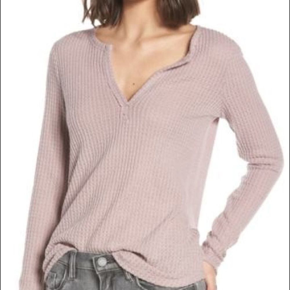Socialite Light Purple Thermal Henley Top Size Medium